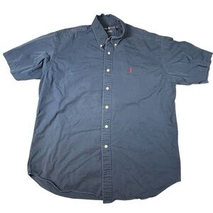 Ralph Lauren Polo Shirt Mens L Navy Blue Button Down Short Sleeve